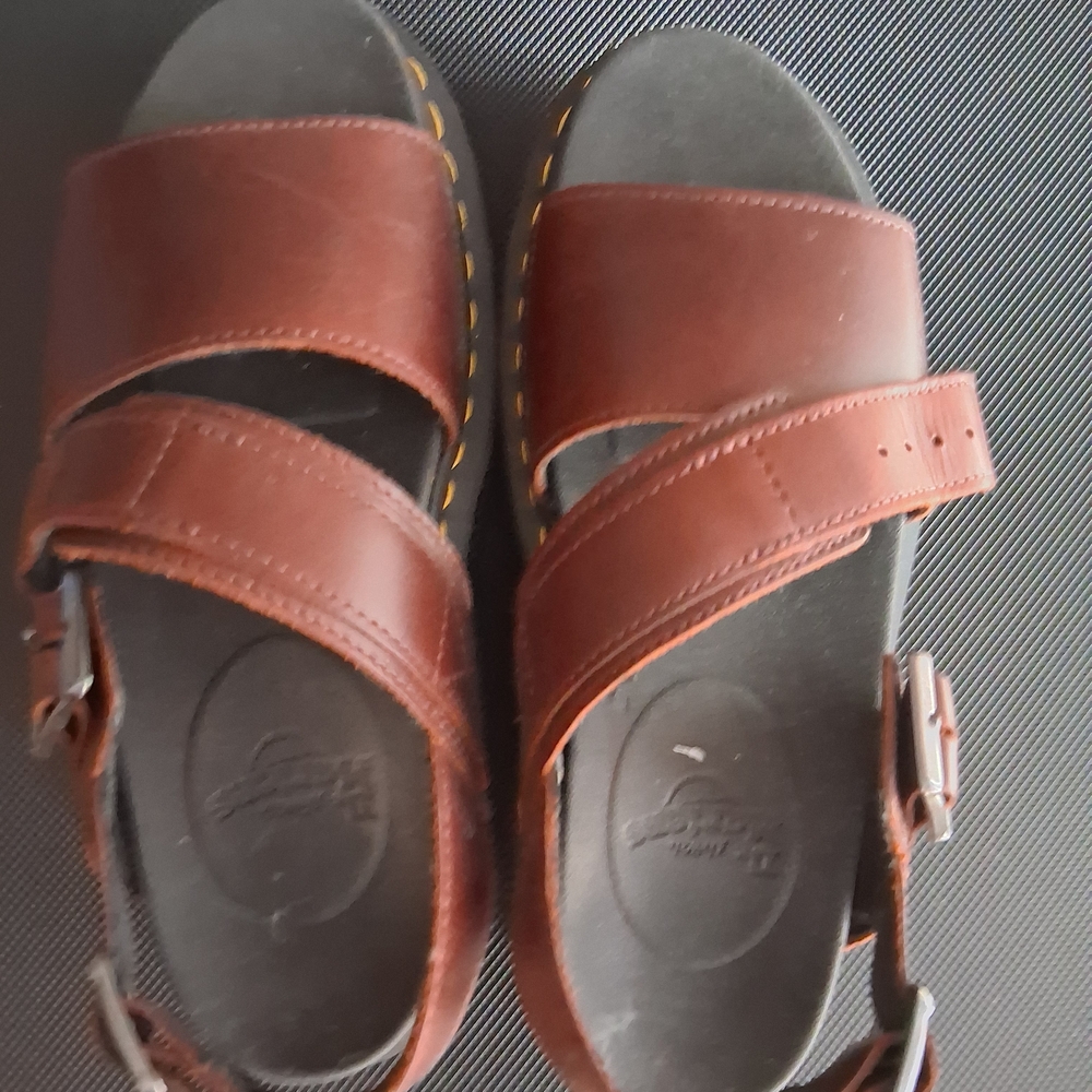 Dr. Martens Women's Brown Leather Double-Strap Sandals